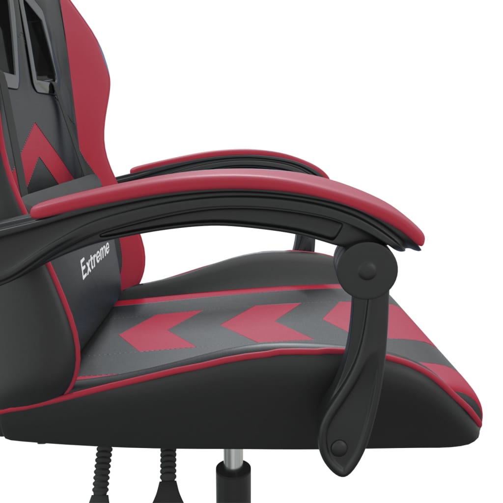 Gaming Chair Swivel Black and Burgundy Artificial Leather