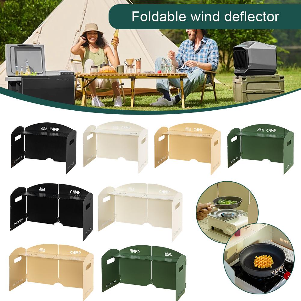 Foldable Camping Gas Stove Windshield with Storage Layer Gas Stove Windproof Screen Ultra-Light Portable Camping Accessories