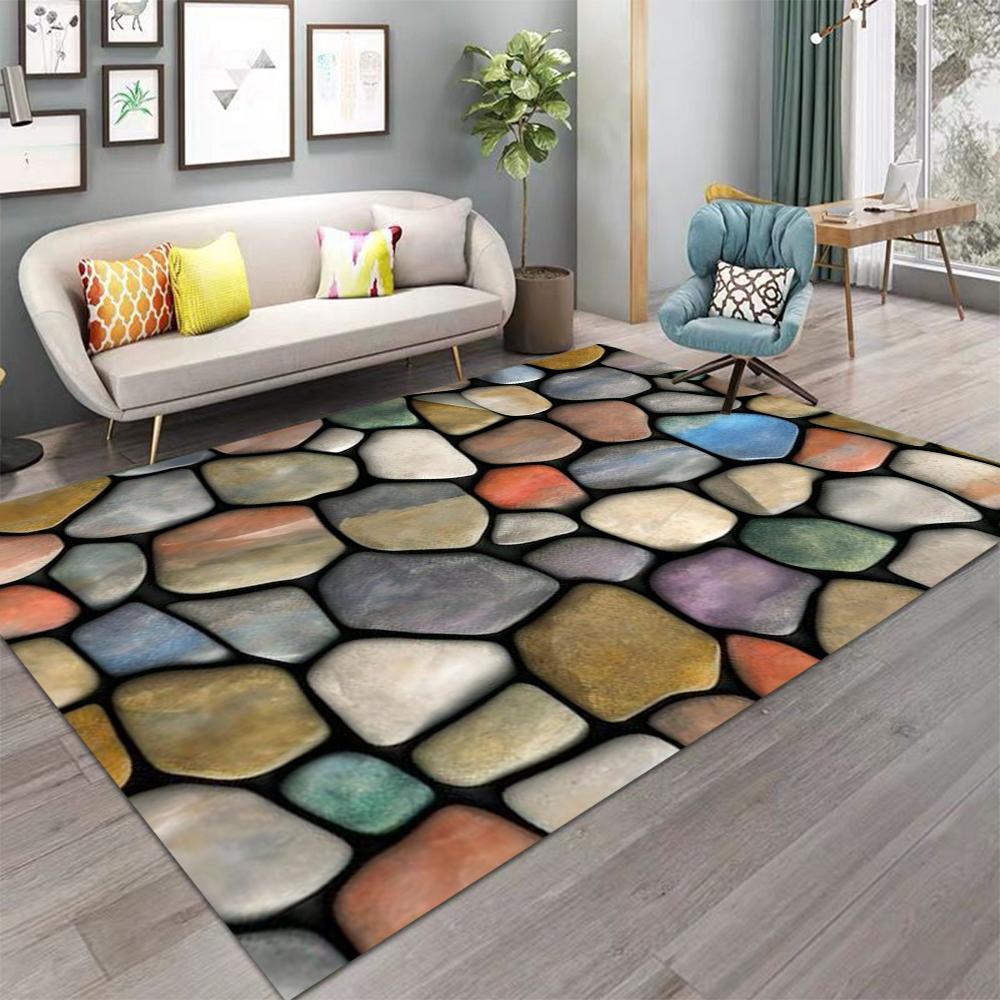 3D Stone Pebble Pattern Carpet Simple And Natural Style Suitable For Balcony Mat Hallway Living Room Decorative Mat
