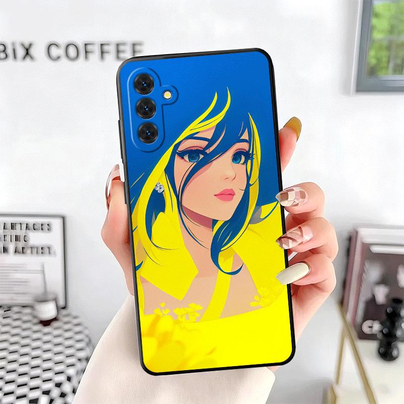 Blue Yellow Ukrainian Girl Soft Phone Case for Samsung A17 A37 A57 A16 A26 A36 A56 A15 A25 A35 A55 A14 A24 A34 A54 A13 A23 A33 A