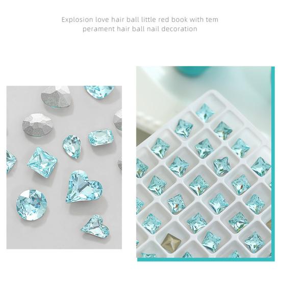 1 Pair 3D Rhinestone Nail Art Charm Light Sea Blue Geometric Faux Crystal Nail Design Jewelry DIY Crafts Nail Decoration