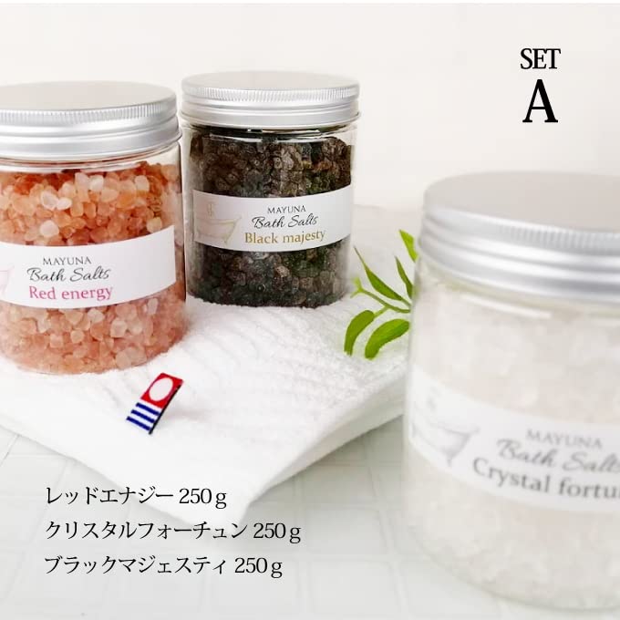 MAYUNA Bath Salt Gift Set with Imabari Towel Birthday Day Present 250g 3 Types Luxury Bath Salt Gift Bath Salts Gift Present Day Thank You Celebration