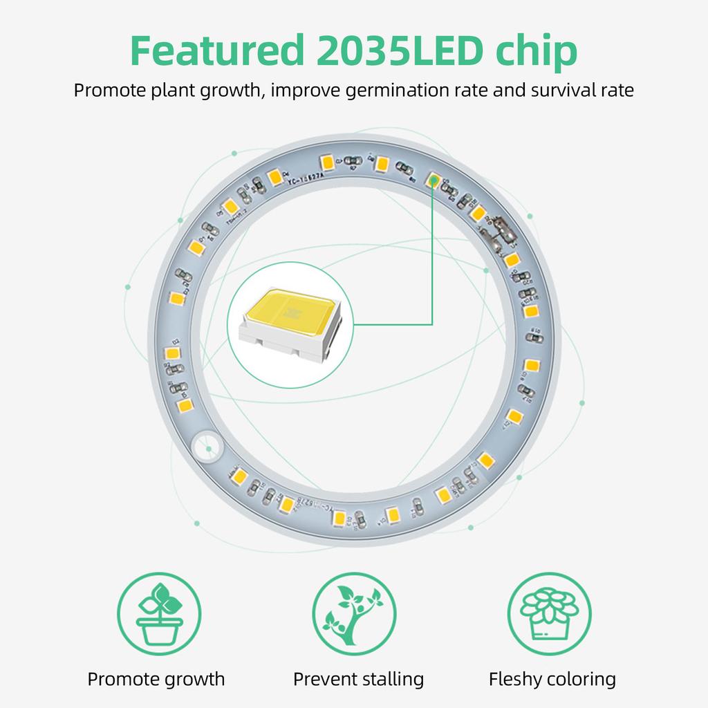 Pěstovací světla pro pokojové rostliny 4 hlavy 6,2W 301,7lm 80LED 4000K USB napájené růstové světlo 8H/12H/16H