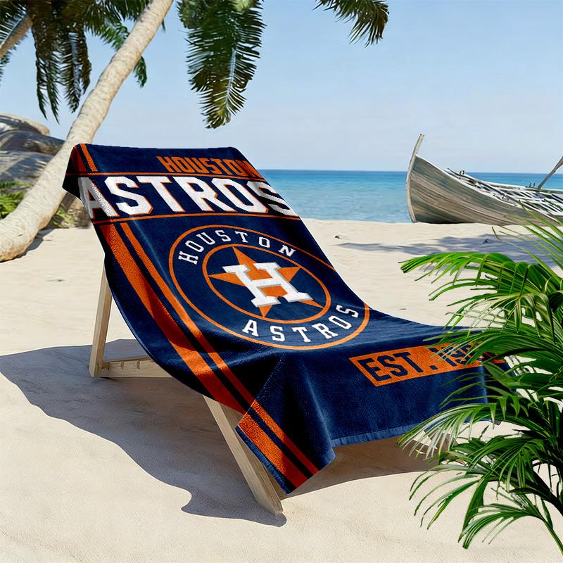 Houston Astros Print Beach Towel, Large Soft Quick Dry Towel for Beach Camping Swimming