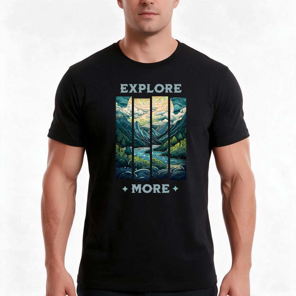 Explore More Mountainscape Adventure Tshirt Summer Casual Cotton Tee Oversized Streetwear Tops Vintage Graphic Print