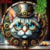 Vintage Steampunk Cat Metal Wall Sign Blue Eyed Glasses Iron Plaque Home Bar Kitchen Garage Decor