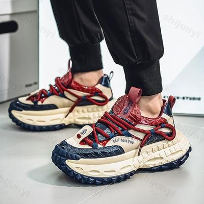 Fashion New Thick Soled Height Increasing Men's Casual Shoes 2025 Spring Color Blocked Comfortable Fashion Trend Low Cut Chunky sneakers