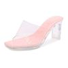 Summer sandals female thick heel square head fairy wearing fashionable silver crystal heel high heels