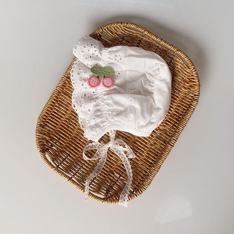 

Детская кружевная шляпа от солнца для принцессы, летняя защита от УФ-лучей для 0-12 месяцев S (3-6 months) белый/вишня