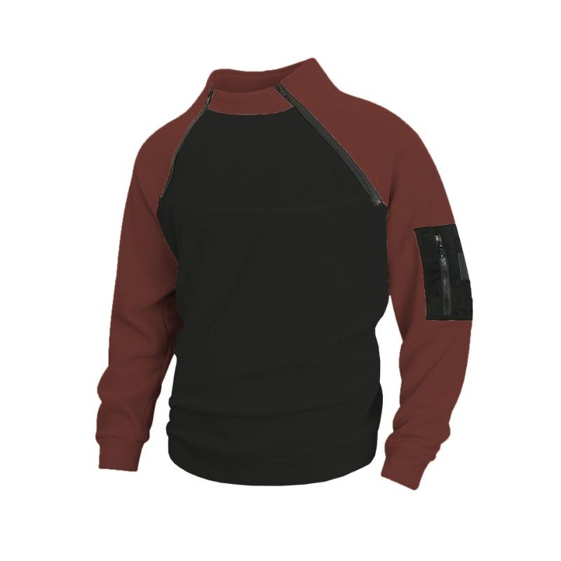 New Autumn and Winter New Slim Stand Collar Long Sleeve Pullover Personality Contrasting Casual Jacket for Men