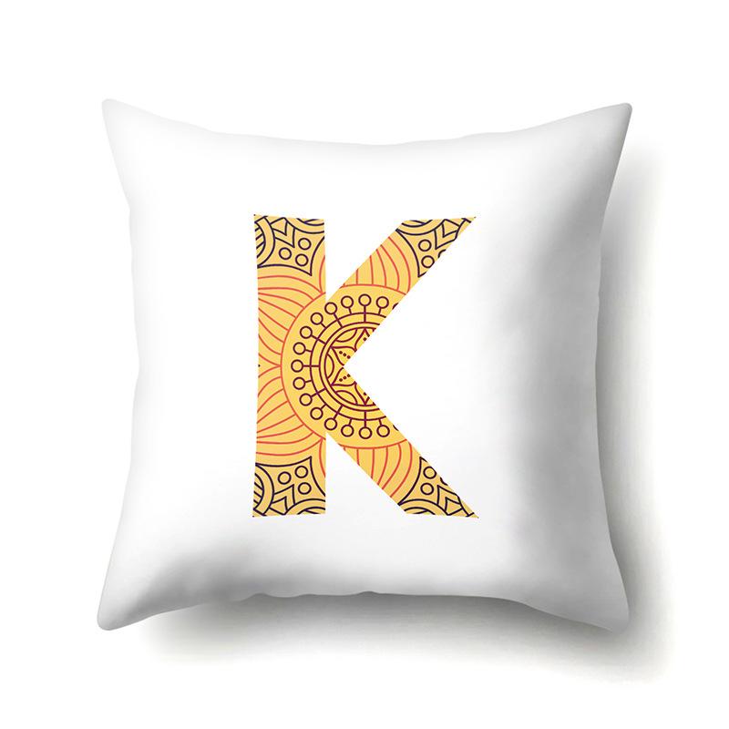 Polyester Pillowcase Home Geometric Striped Print Pillowcase 26 English Letter Cushion Cover