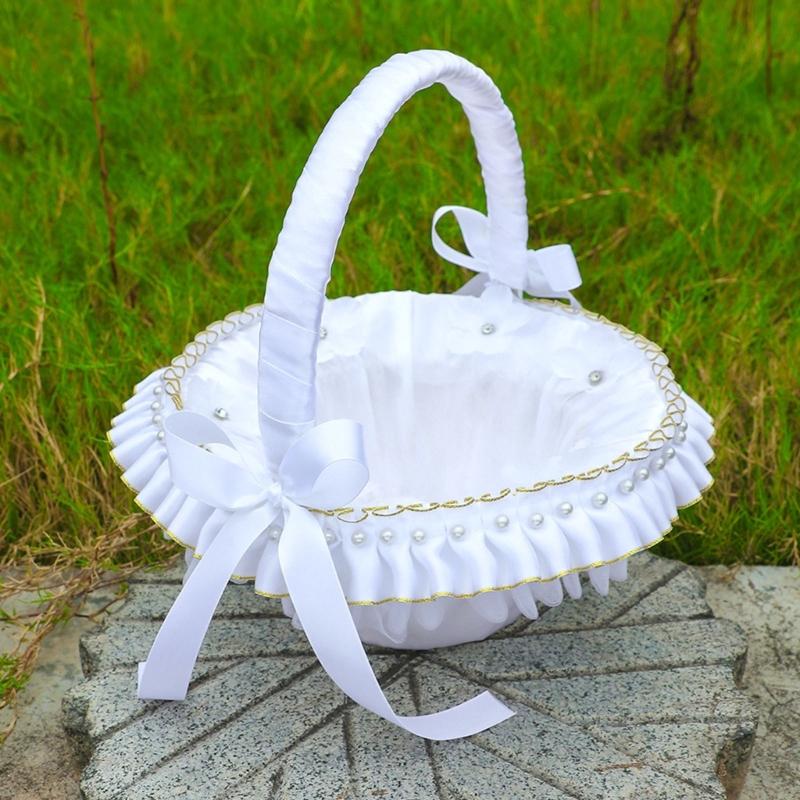 Princess Style Decorative Storage Basket With Metallic Accent Perfect For Bridal Showers Anniversaries And Photo Props