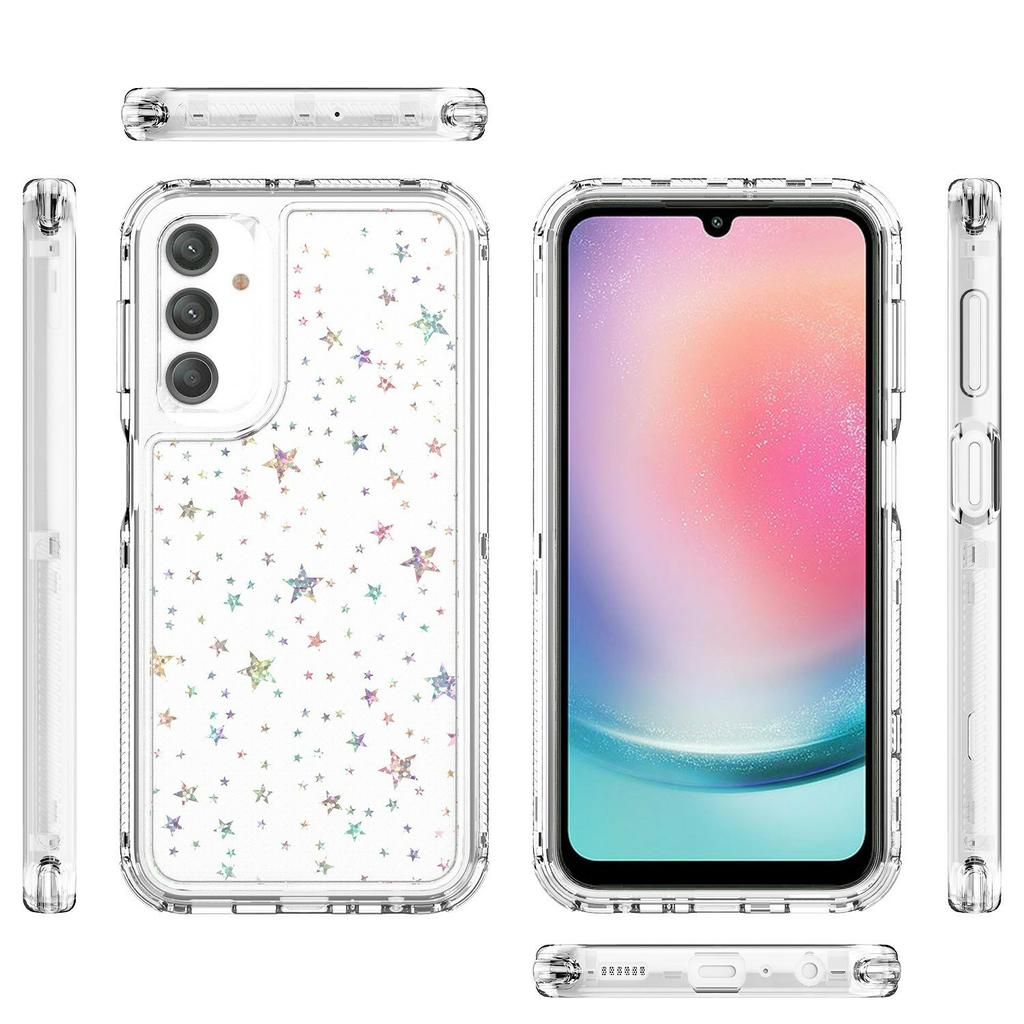 For Samsung Galaxy A24 4G (162.1mm) Case Clear Acrylic TPU Hybrid Phone Cover with Laser-printed Film