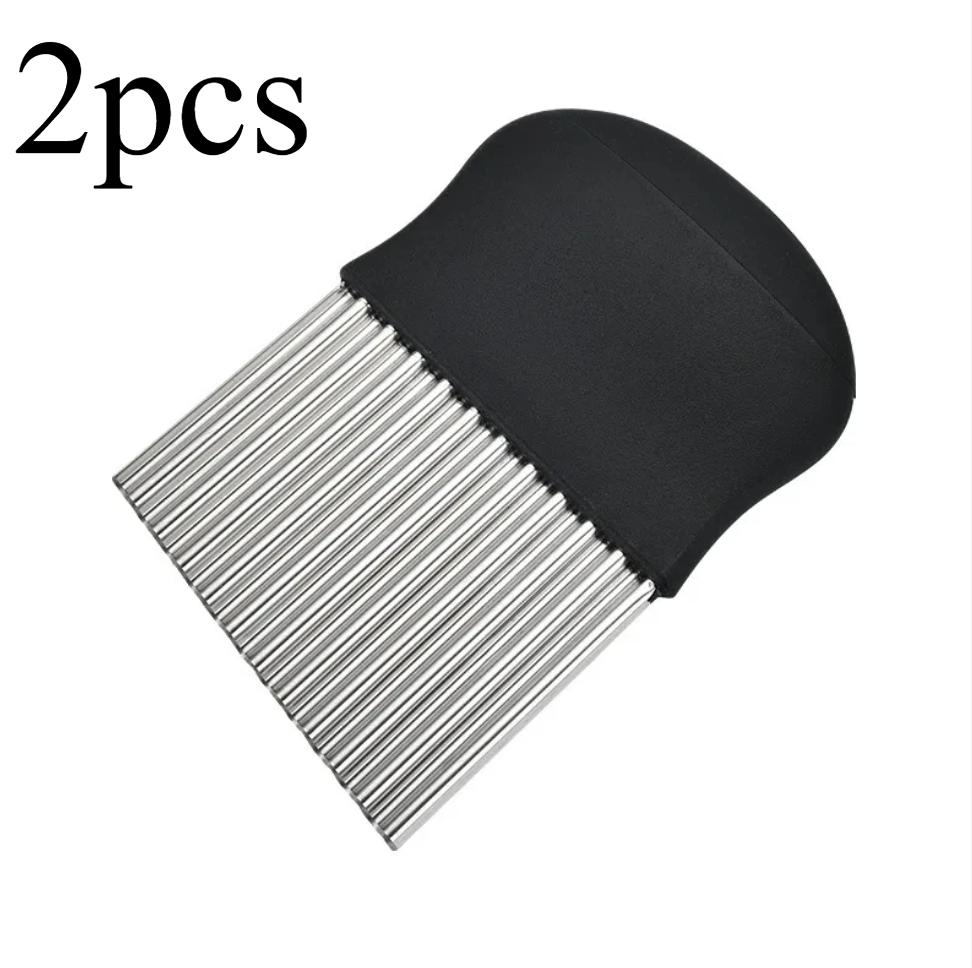 Crinkle Cutter Blade Waffle Fry Cutter Stainless Steel Vegetable Potato Wavy Chopper Knife French Fry Slicer for Carrot Onion
