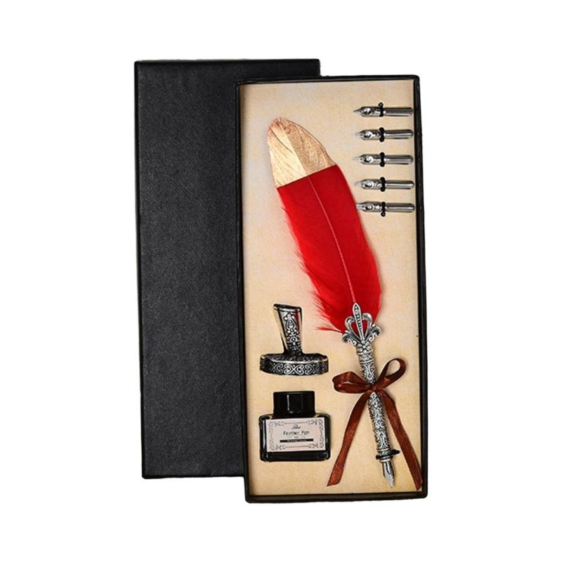 

Feather Quill Pen Vintage Feather Dip Ink Pen Set Delicate Pen Stem Writing Quill Pen Calligraphy Pen Birthday Gift Set