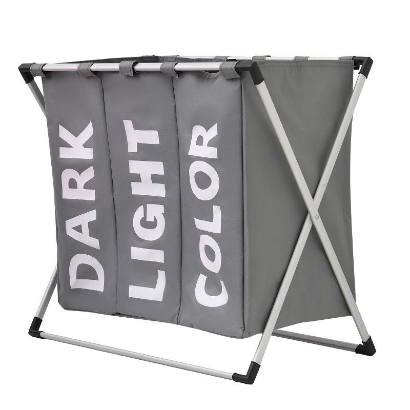 Shushi Oxford Cloth Waterproof Laundry Basket with Compartments and Foldable Design