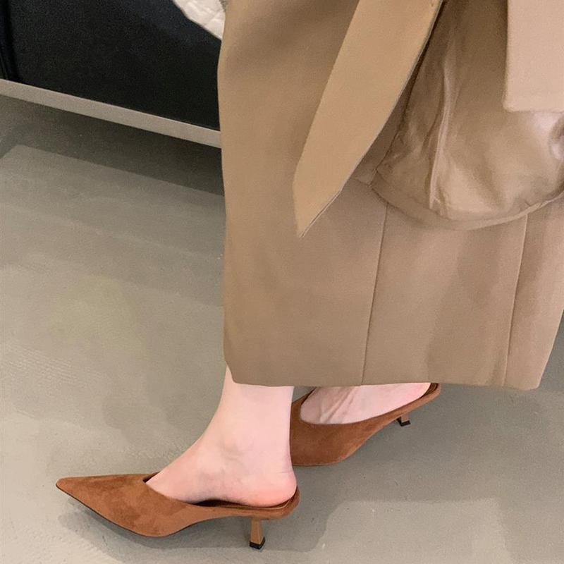 Fashion New Shallow Slingbacks Women Pumps Slipper Street Style Pointed Toe Party Mules Female Shoes