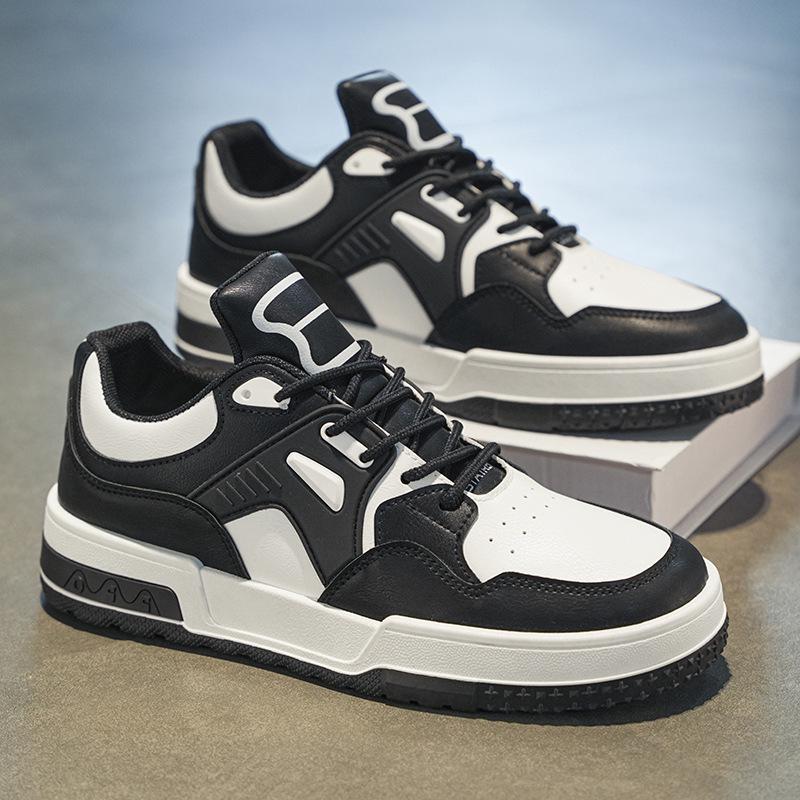 Men's Trendy Autumn White Sneakers - Breathable, Versatile Thick Sole Low Top Casual Skate Shoes