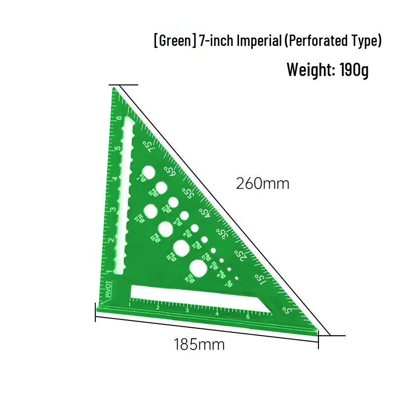 7-inch Aluminum Alloy Precision Triangle Ruler - Metric & Imperial Woodworking Measuring Tool
