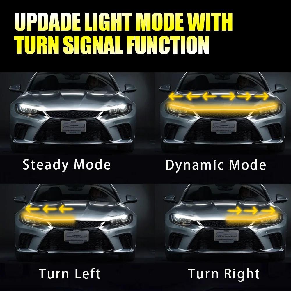 RGB Car Light Strip Turn Signal APP Dynamic Control LED Decor Light Strip Waterproof DIY Refit for Front Engine Hood Decorations