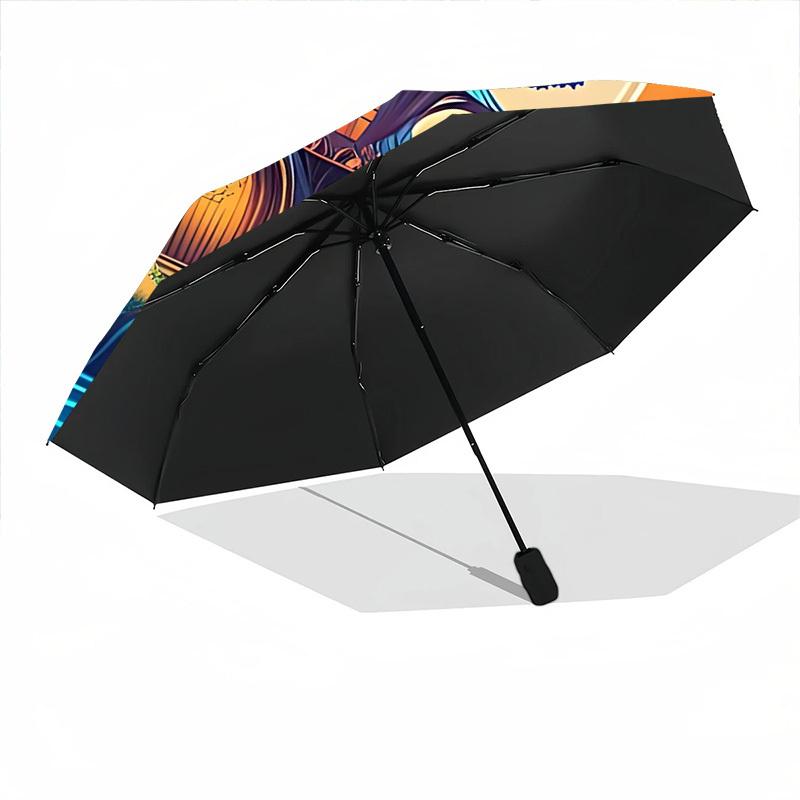 1pc Haunted Castle Automatic Open/Close Umbrella - Portable Collapsible Umbrella with 8-Rib Stability, Fashion Lovers yy251017171