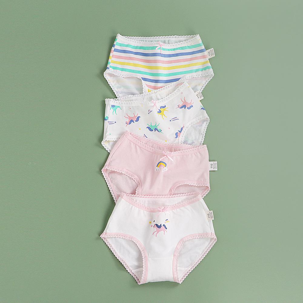 Girls' A-Class Pure Cotton Cartoon Briefs - Korean Style Antibacterial Underwear for Medium and Large Children