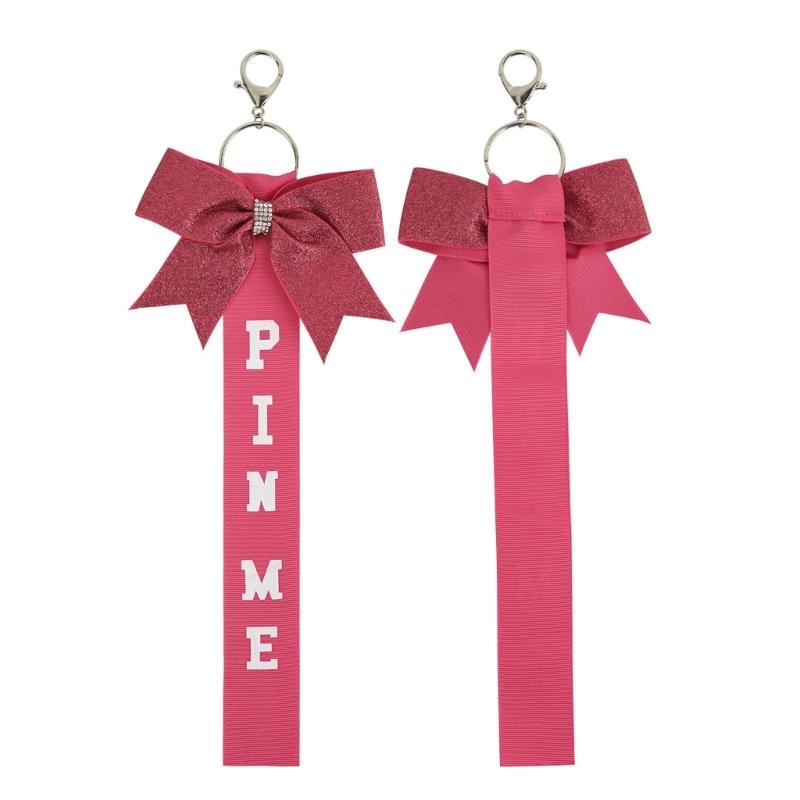 Pack of 8 Elegant Glitter Cheerleader Keychain Accessories Rhinestones Cheer Bowknot Ribbon Sports Team Spirit Gifts