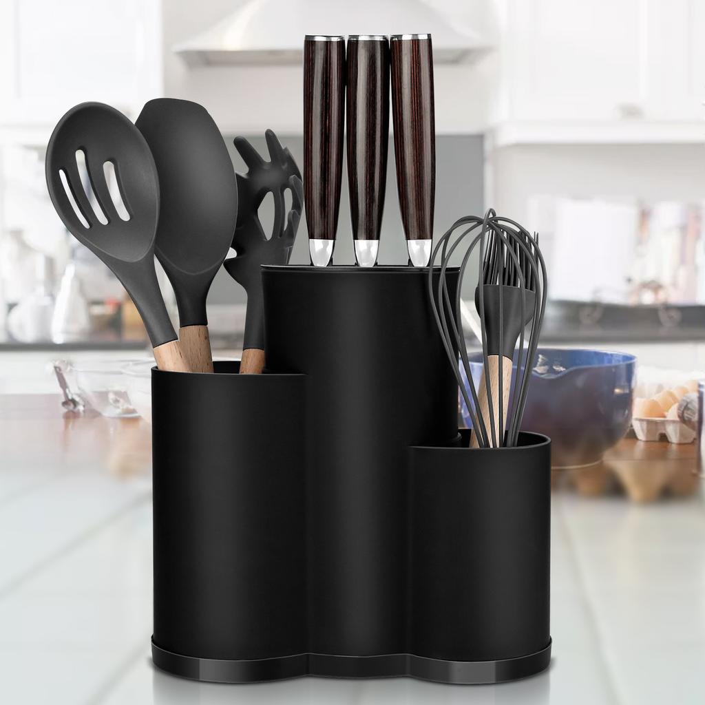Knife Holder Multi-Function Utensil Stand Knife Block PP Flatware Drainer Storage Box Spoon Fork Kitchen Organizer Rack