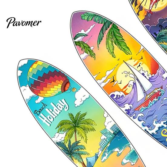 Summer Island Room Decoration 3Pcs Wooden Beach Surfboard Wall Decor, Tropical Ocean Theme Hanging Sign, Seaside Bedroom Ornament for Living Office TV