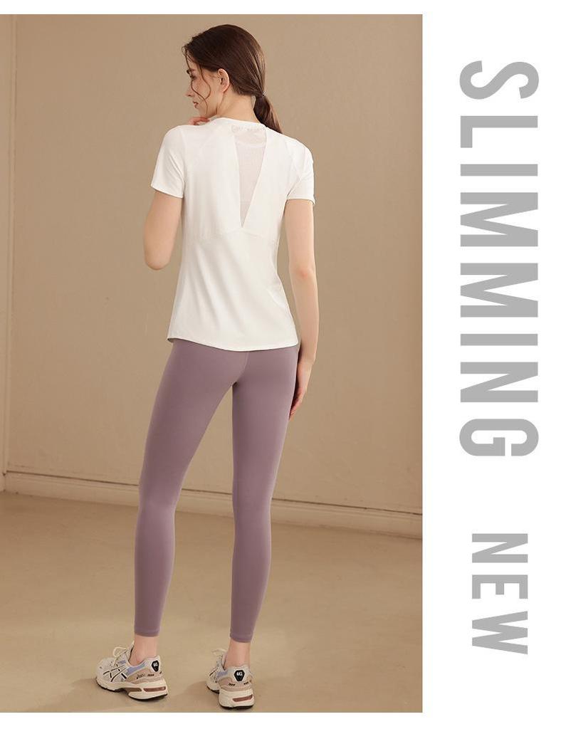 Women's Quick-Dry Mesh Spliced Yoga T-shirt - Summer Slim Fit Short Sleeve Fitness Top