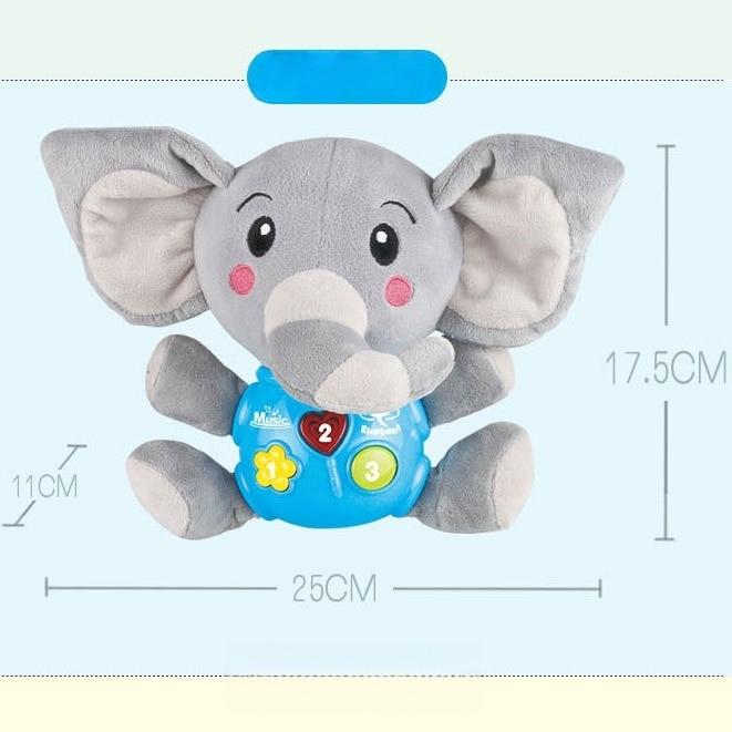 Baby Toy Musical Light-Up Plush Elephant for Girls Boys 6-12 Months 1-2 Years Gray