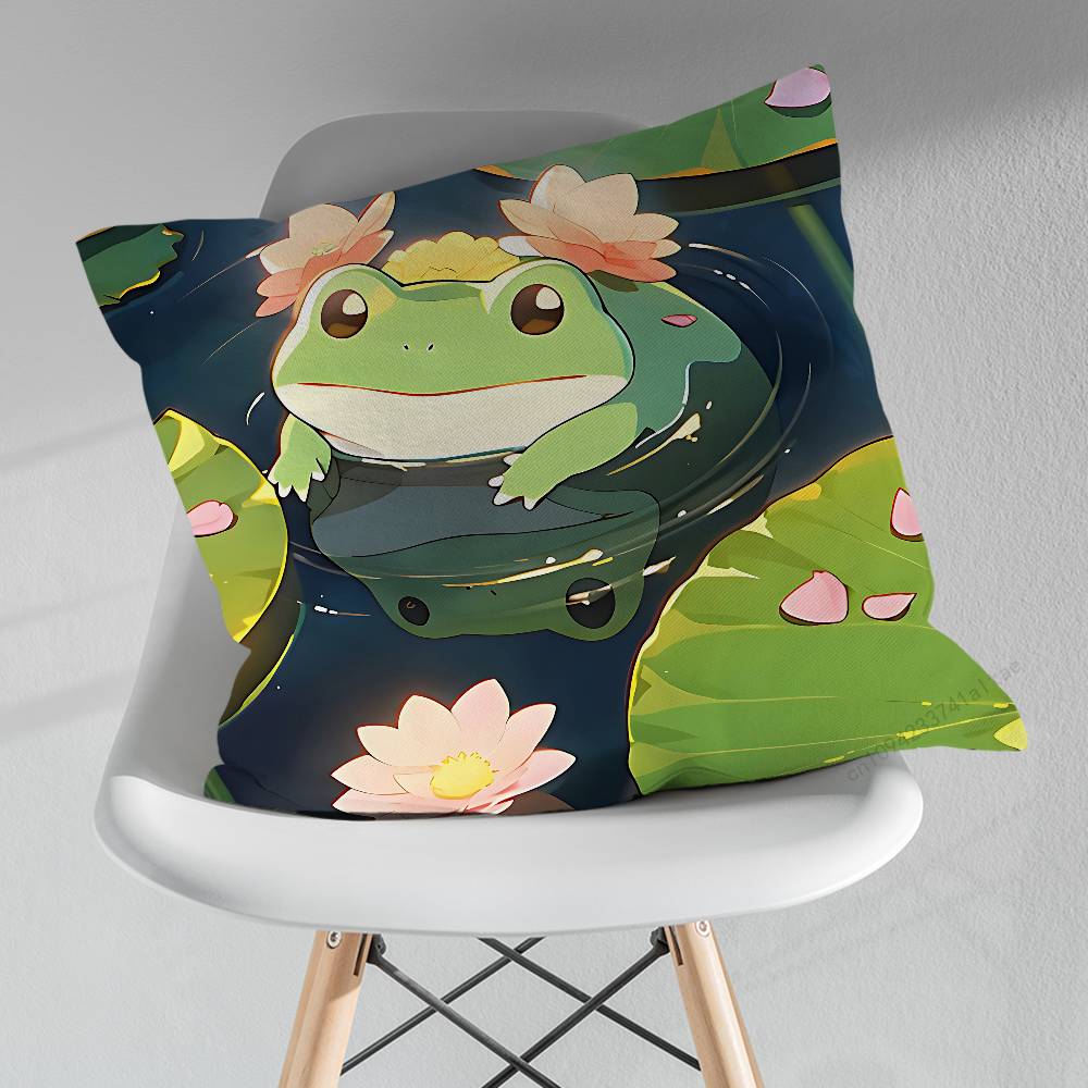 Cute Cartoon Art Frog Various Sizes Square Pillow Case For Car Home Bedchamber Decor Birthday Gift