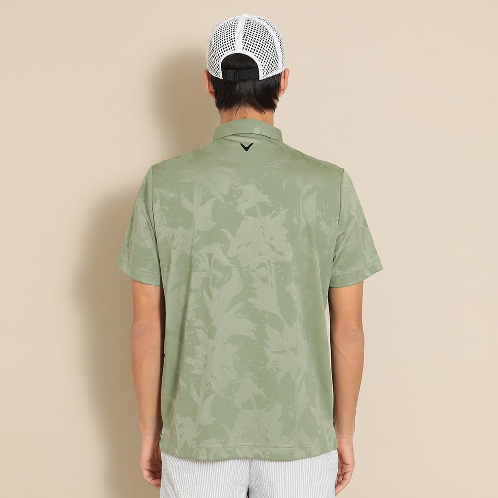 Callaway Short Sleeve Polo Shirt UV Golf C24134117 Men's (Floral Print, Moisture-Wicking, Quick-Drying, Protection) / / 1181_Khaki