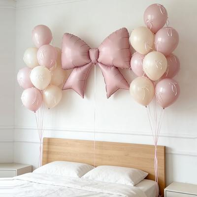 Set Balon Roz Reutilizabil cu Fundiță Petreceri Tematice Recuzită Foto Set Balon Latex Balon Mare Decorațiune Nuntă