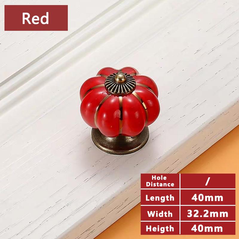 Kitchen Cabinet Storage Colorful Ceramic Knob Dressers Wardrobe Pumpkin Handle Single Hole Cabinet Screw Furniture Home Decor