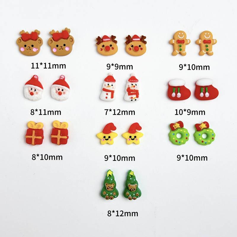 New Hot Selling Christmas Series Resin Christmas Snowman Christmas Tree Gift Box Diy Nail Art Jewelry Accessories Mixed Style