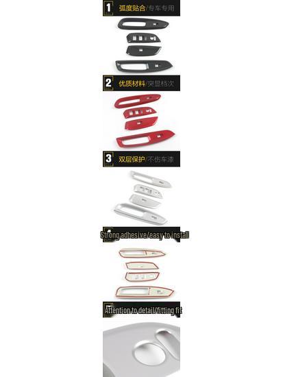 Compatible Decorative Frame & Sequin Sticker for 21 Right-Hand Drive Power Window Switch Models