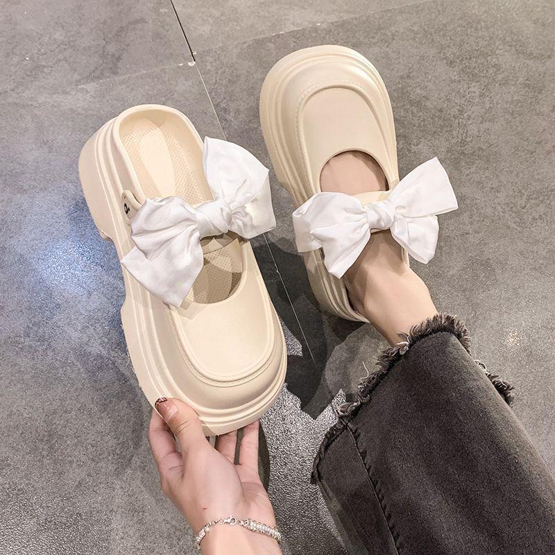 Thick-soled muffin bottom sweet casual women's bag head women's shoes summer new bow small fragrant sandals women