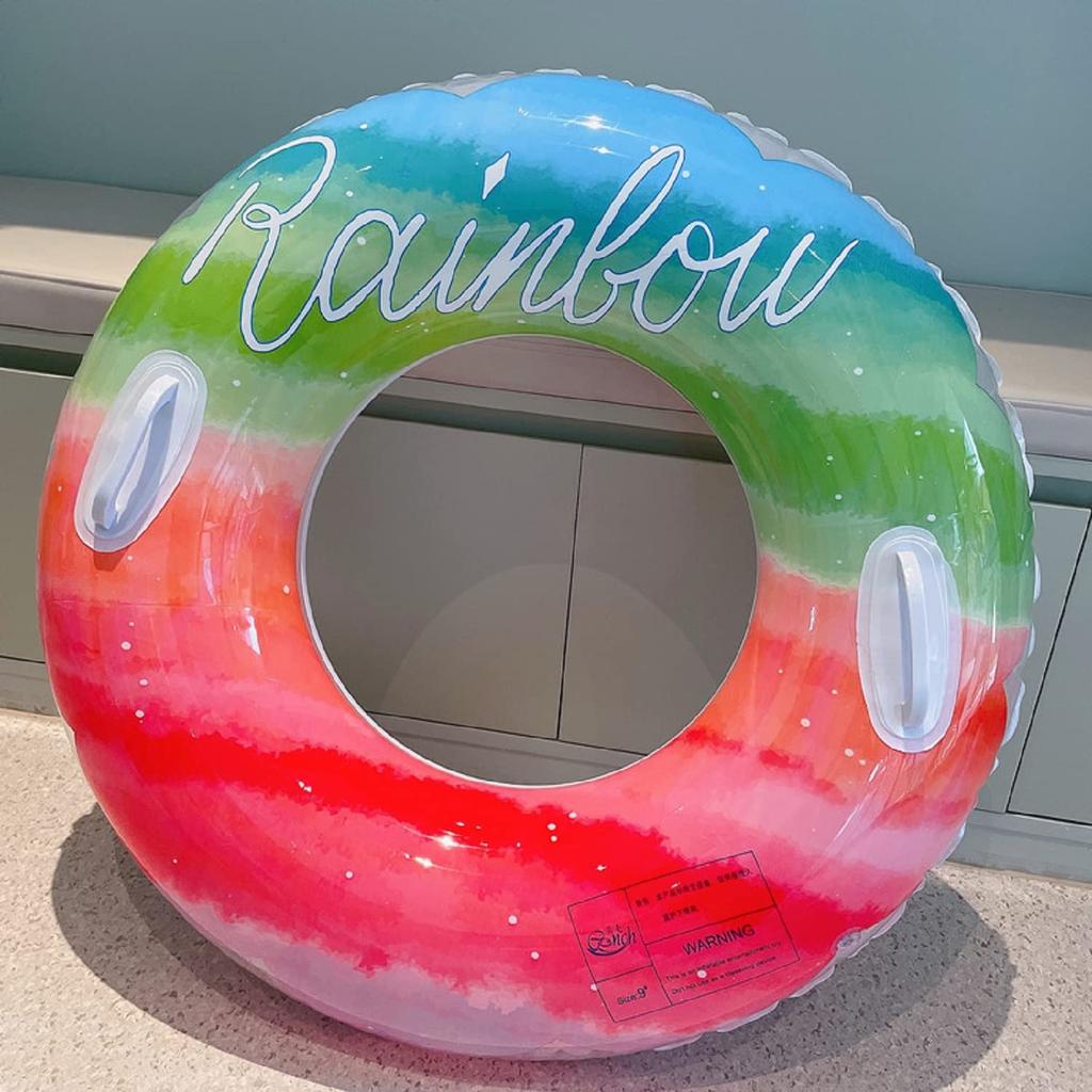 Float Rainbow For Water Summer Leisure Ring, O-Shaped, Type, Cute, Adults, Children, Pool, Float, Beach, Play, Vacation, Travel, Outdoors, (100#