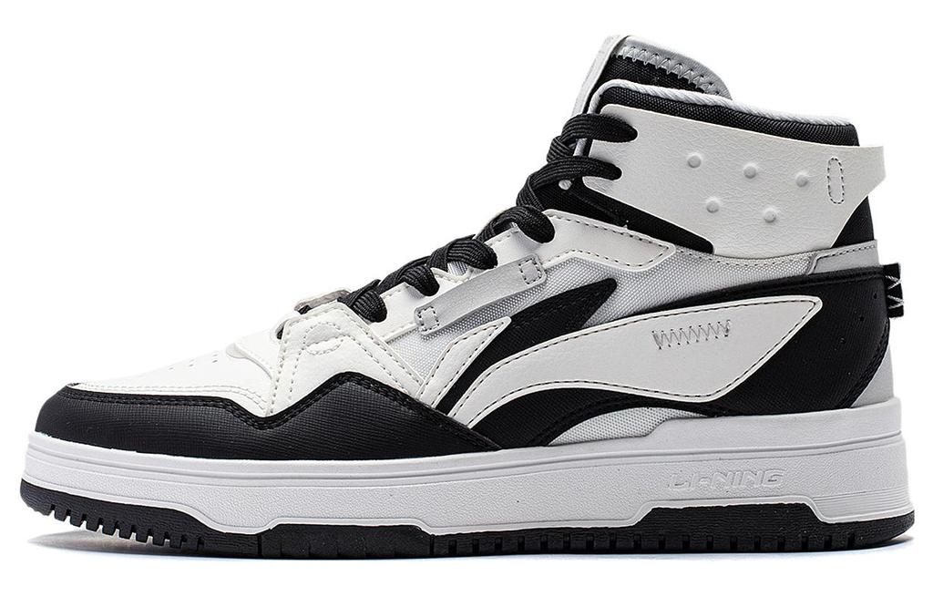 Li Ning Mountain Origin 2.0 Slip Resistant Abrasion Resistant High top Skateboard Shoes Women's Black White AGCT346-1