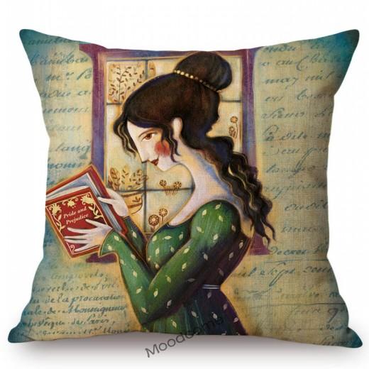 Modern Art Abstract Elegant Lady Hand Writting Sketch Cotton Linen Sofa Throw Pillow Case Nordic Lovely Girl Chair Cushion Cover