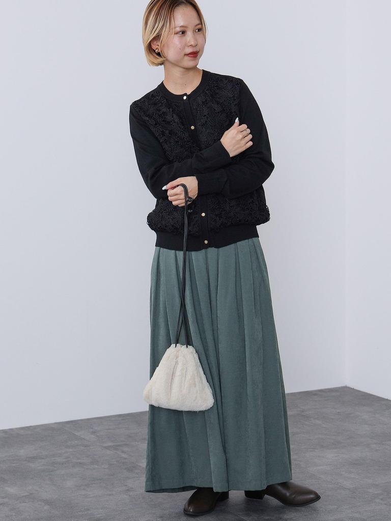 Knit Front Lace Knit Cardigan BLACK ONE SIZE [Beams Heart] L/S Women's