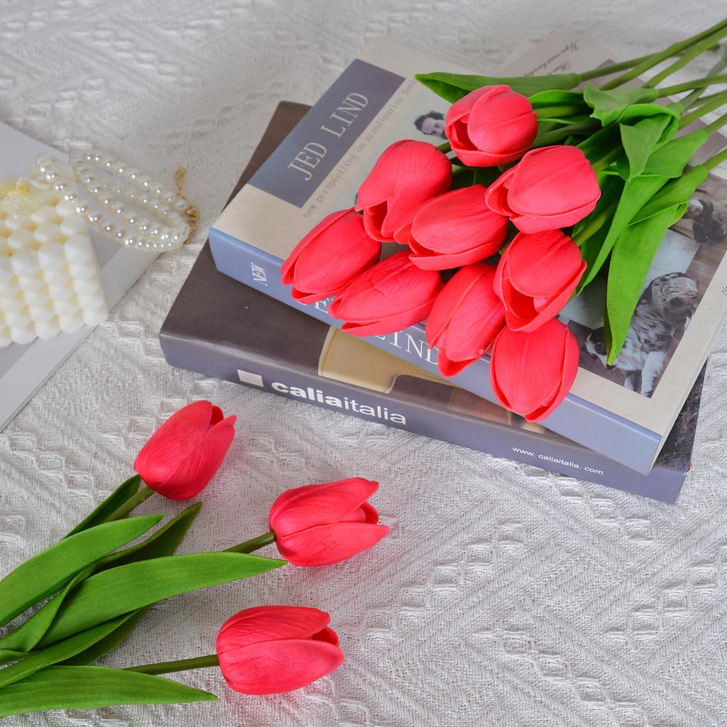 30 Stück Künstliche Tulpen 34cm Real Touch PU Kunstblumen Tulpenstiele für Hochzeit Frühlingsstrauß Blumengesteck Zuhause Büro Party Dekoration