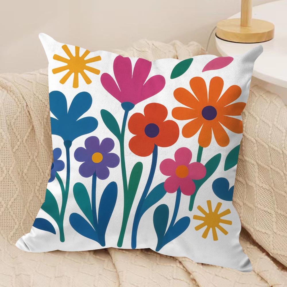 Spring Flowers Cushion Cover Short plush Doublesided Print Square Throw Pillow Covers Sofa Home Cushion Decor