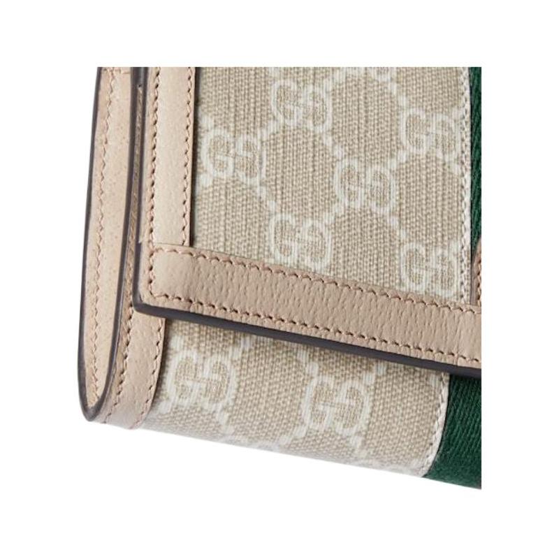 Gucci Ophidia Light Gold Accessories Supreme Canvas Shoulder Crossbody Wallet Women's Beige and White