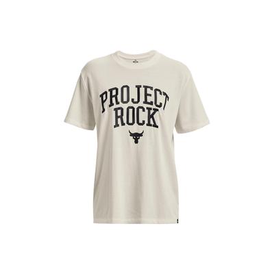 Project Rock Bedrucktes Mischgewebe Rundhals Kurzarm T-Shirt mit überschnittenen Schultern Damen Oberteile Elfenbeinweiß 1377449-130