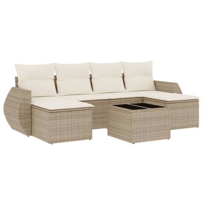 VidaXL Garden Lounge Set with Cushions 7 Pcs, Patio Sofas, Patio Furniture Set, Outdoor Furniture, Beige 3254065