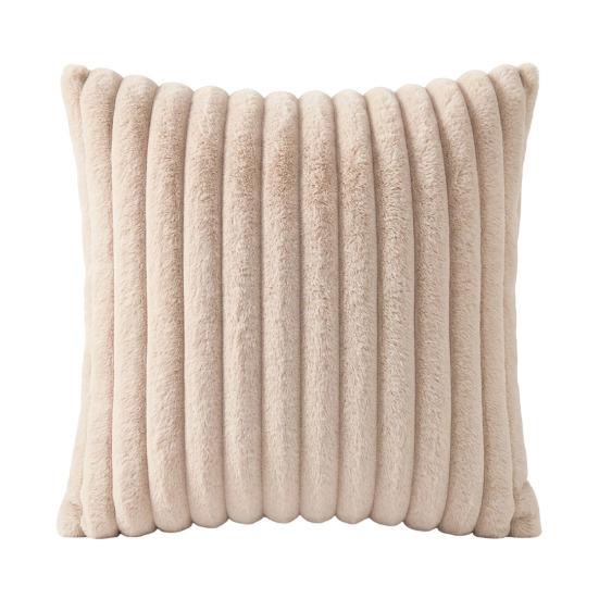 Imitation Rabbit Fur Pillowcase, Soft Plush Vertical Strip Design Throw Pillow Case, Decorative Cushion Cover for Sofa Bed Chair
