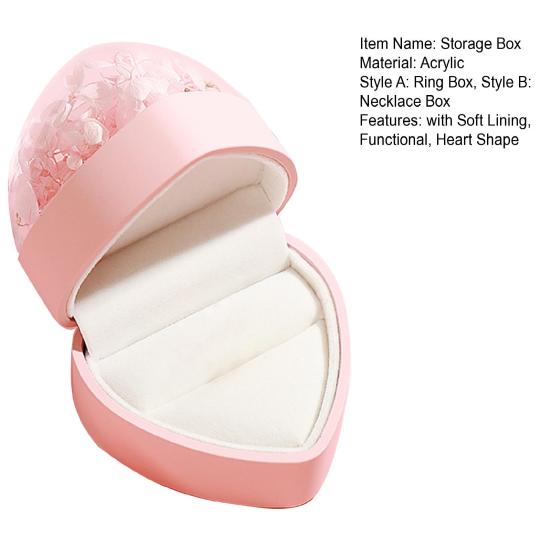 Preserved Flowers Jewelry Box Heart Shape Necklace Gift Box Romantic Rose Ring Box Jewelry Gift