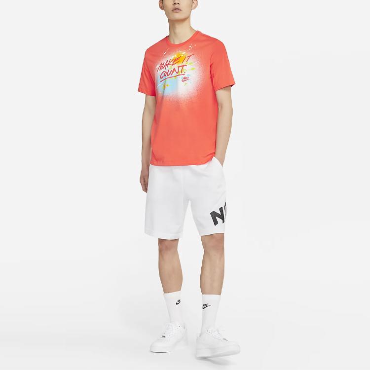Nike Sportswear Splash Ink Alphabet Print Short Sleeve T-Shirt Men Tops Orange DJ5361-840